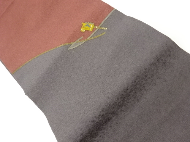 JAPANESE NAGOYA OBI / EMBROIDERY / CHIRIMEN / 